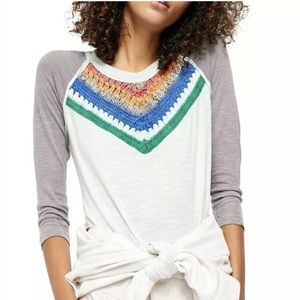 Free People Spring Abound Top Blue Combo